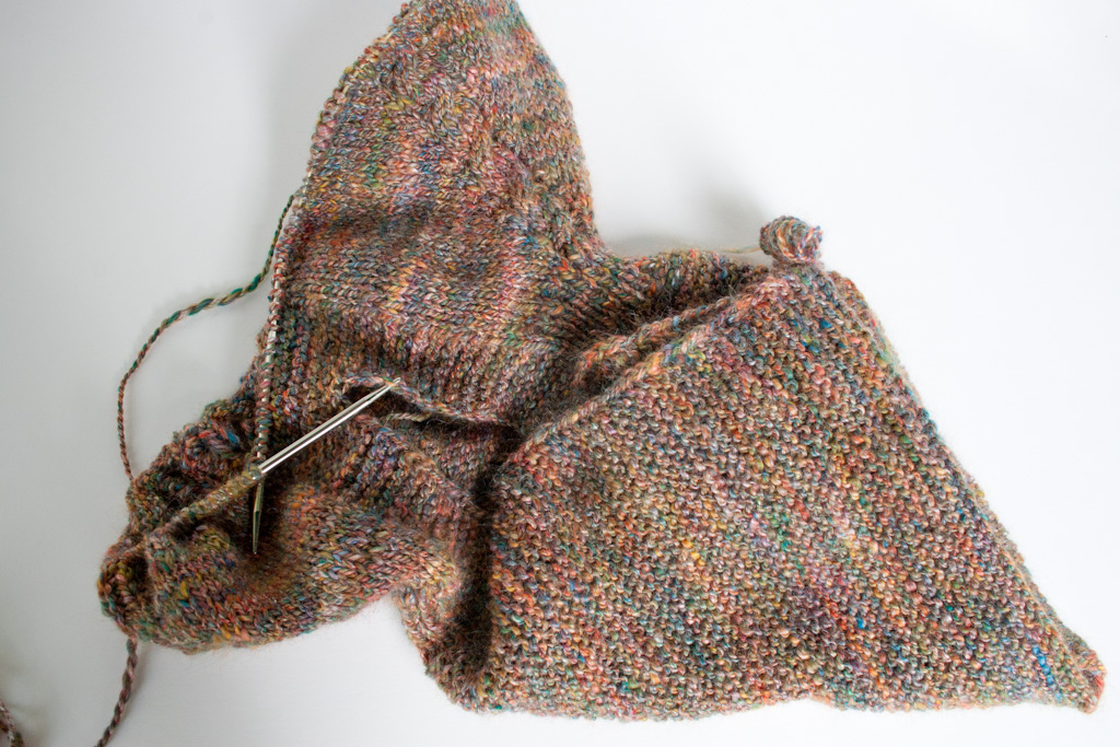handspun and handknit merino silk top down hoodie