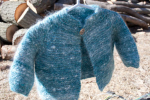 Handspun handknit garter stitch baby jacket