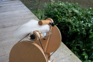 Spinning Natural White Merino and Silk handspun yarn