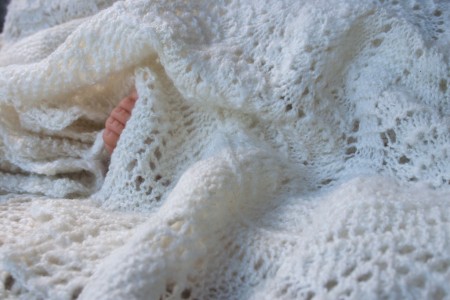 Handknit Merino Silk Lace Blanket