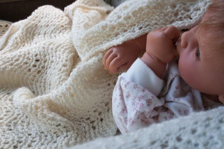 handspun and handknit lace baby blanket