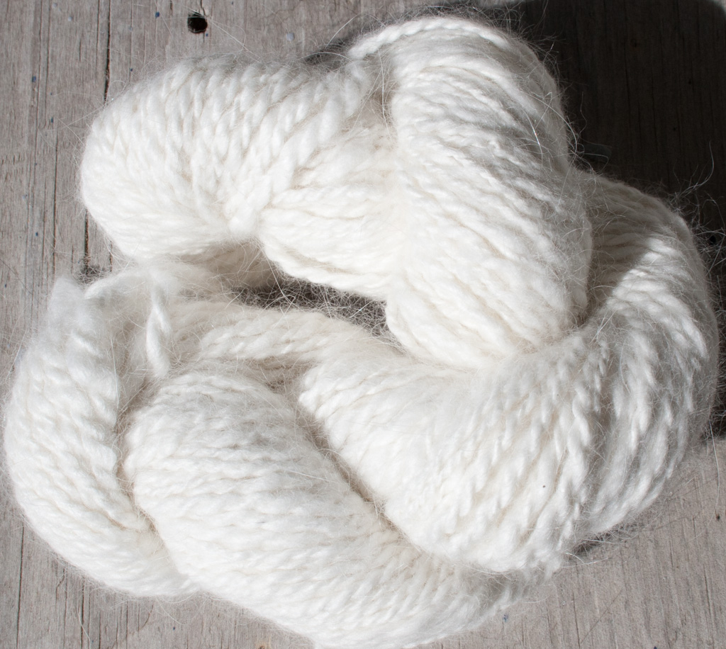 Handpun hand dyed angora/ merino yarn, bulky weight