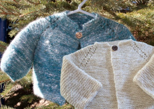 Blue Angora and White Merino Silk Baby Jackets