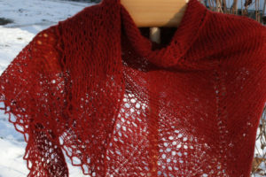 handknit shawl from lace weight handspun cashmere yarn