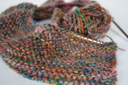 knitting with merino wool and silk blend handspun